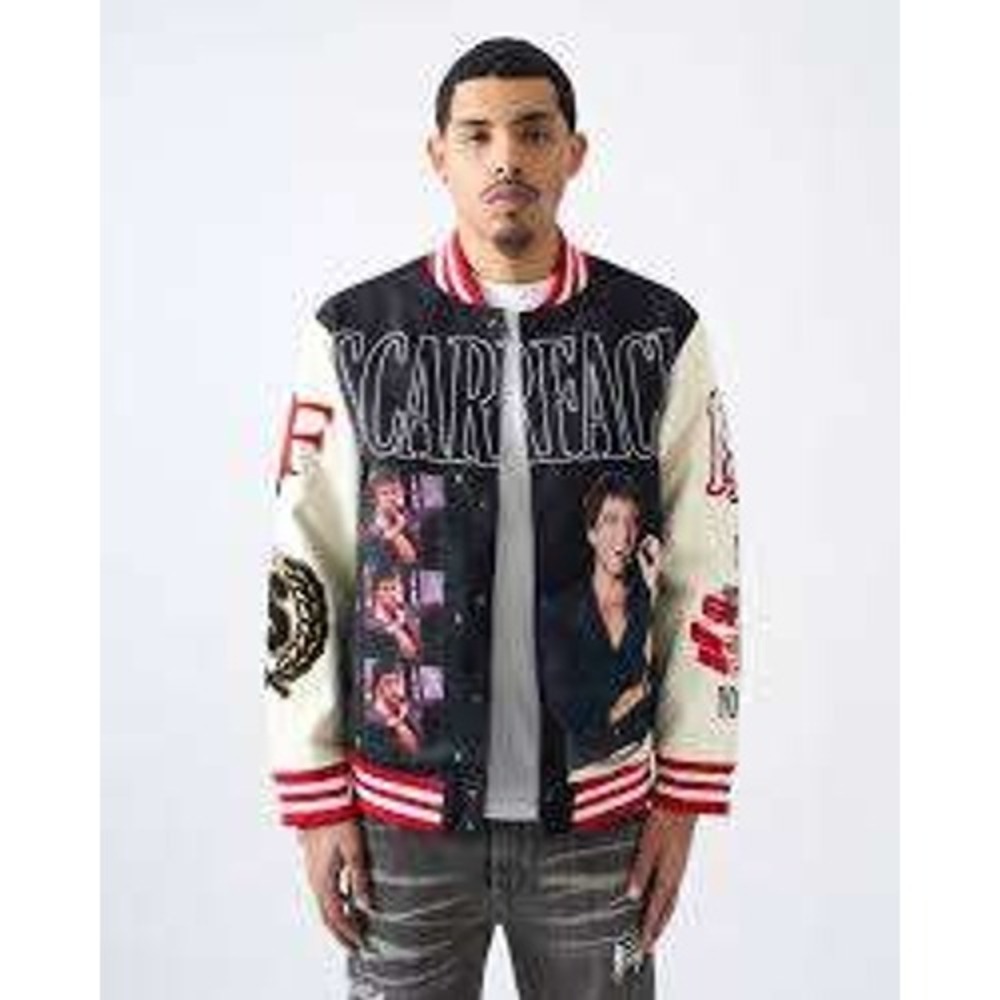 Reason Scarface Varsity Jacket Black Cream Tony Montana The World Is Yours Small